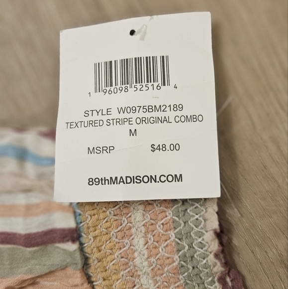 89th Madison Womens Pants Multicolor M Pull On High Rise Texture Striped - Picture 4 of 4